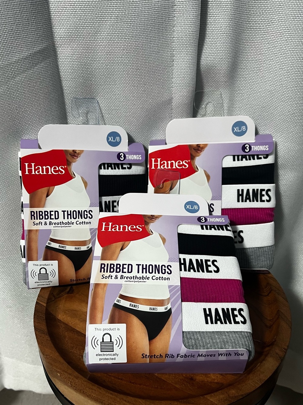 Hanes Women's Ribbed Bikinis Underwear Panties, Cotton Blend 8/XL NWT Lot Of 3